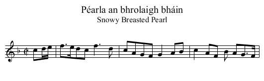 Péarla an bhrolaigh bháin - staff notation