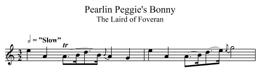 Pearlin Peggie's Bonny - staff notation