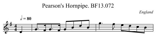Pearson's Hornpipe. BF13.072 - staff notation