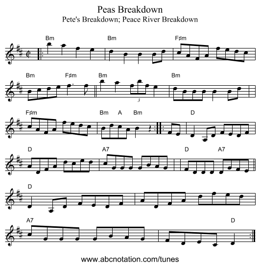 Peas Breakdown - staff notation