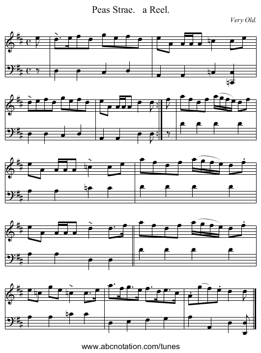 Peas Strae. a Reel. - staff notation