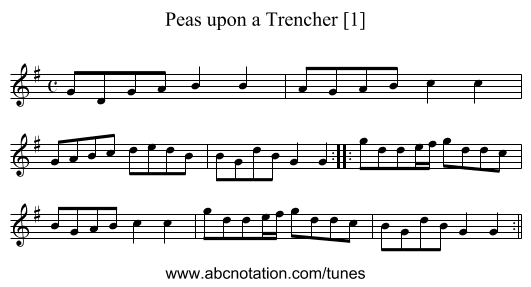 Peas upon a Trencher [1] - staff notation