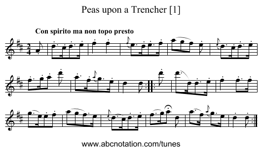 Peas upon a Trencher [1] - staff notation