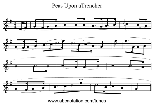 Peas Upon aTrencher - staff notation