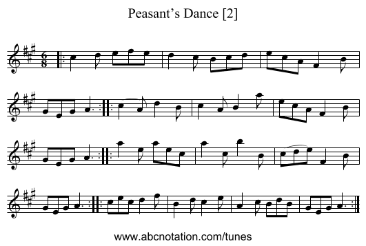 Peasant’s Dance [2] - staff notation