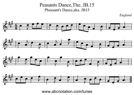 Peasants Dance,The. JB.15 - staff notation