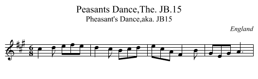 Peasants Dance,The. JB.15 - staff notation
