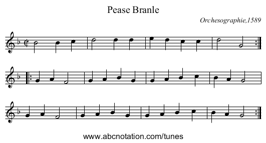 Pease Branle - staff notation