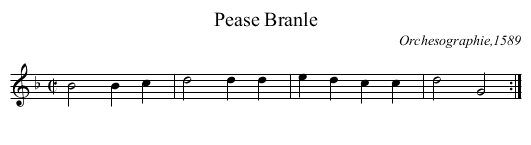 Pease Branle - staff notation