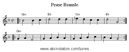 Pease Bransle - staff notation