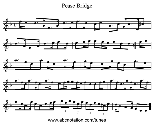 Pease Bridge - staff notation