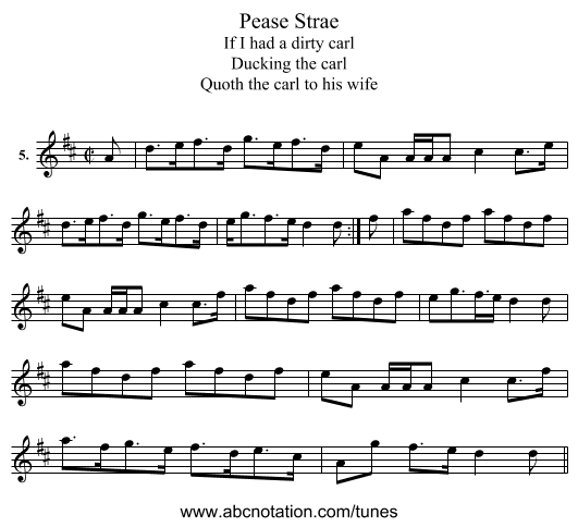 Pease Strae - staff notation