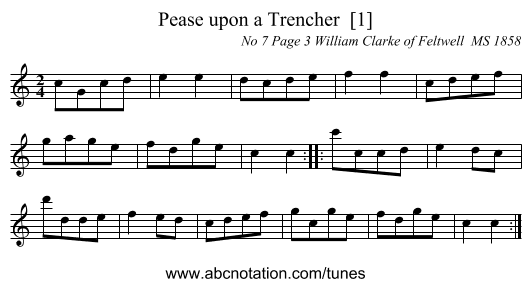 Pease upon a Trencher  [1] - staff notation