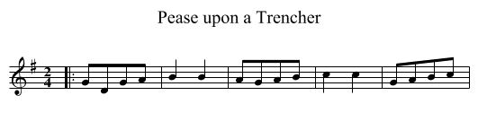 Pease upon a Trencher - staff notation