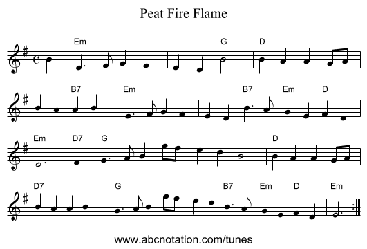 Peat Fire Flame - staff notation