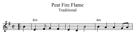 Peat Fire Flame - staff notation