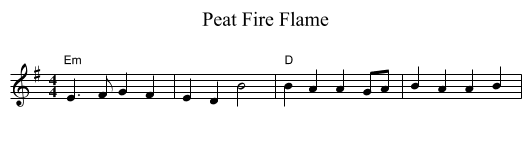 Peat Fire Flame - staff notation