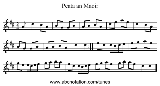 Peata an Maoir - staff notation