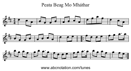 Peata Beag Mo Mháthar - staff notation