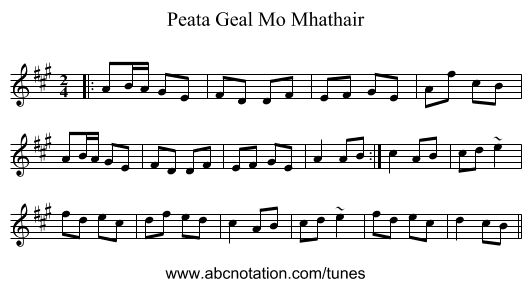 Peata Geal Mo Mhathair - staff notation