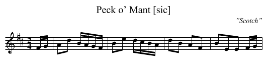 Peck o’ Mant [sic] - staff notation