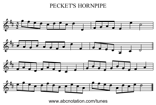 PECKET'S HORNPIPE - staff notation