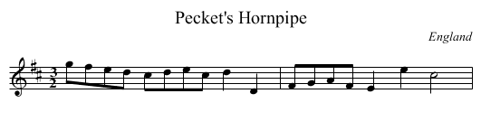 Pecket's Hornpipe - staff notation