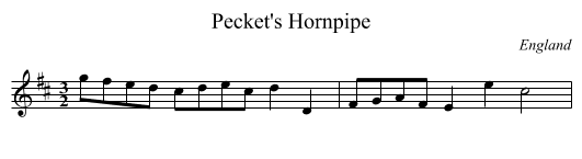 Pecket's Hornpipe - staff notation