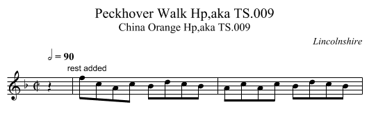 Peckhover Walk Hp,aka TS.009 - staff notation