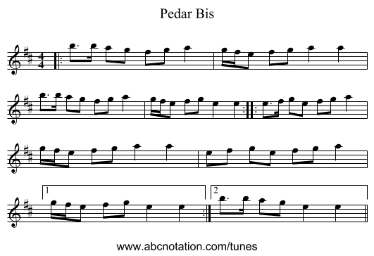 Pedar Bis - staff notation
