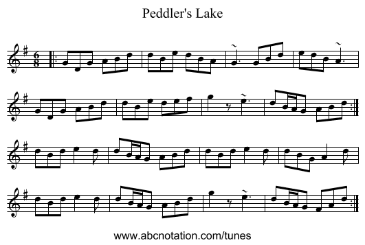 Peddler's Lake - staff notation