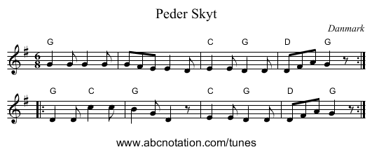 Peder Skyt - staff notation