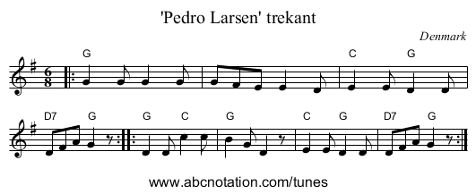 'Pedro Larsen' trekant - staff notation