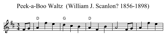 Peek-a-Boo Waltz  (William J. Scanlon? 1856-1898) - staff notation