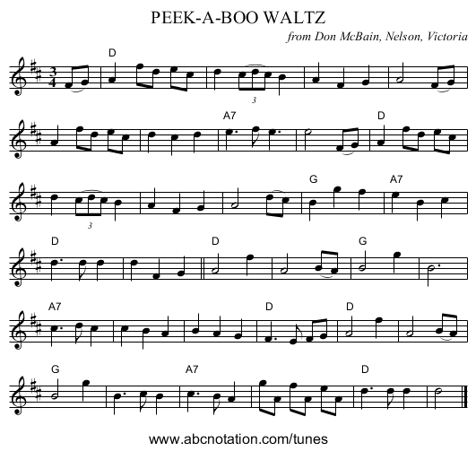 PEEK-A-BOO WALTZ - staff notation