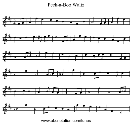 Peek-a-Boo Waltz - staff notation