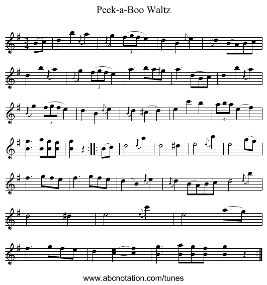Peek-a-Boo Waltz - staff notation