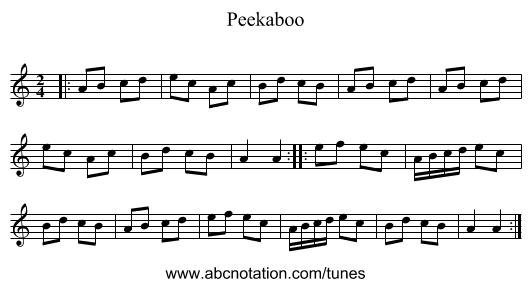 Peekaboo - staff notation