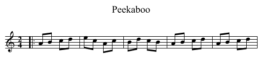 Peekaboo - staff notation