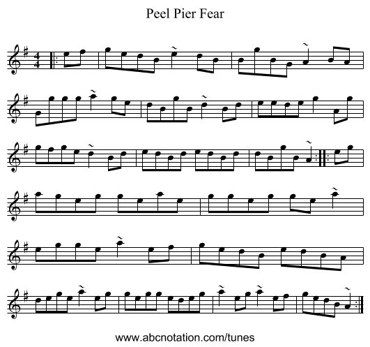 Peel Pier Fear - staff notation