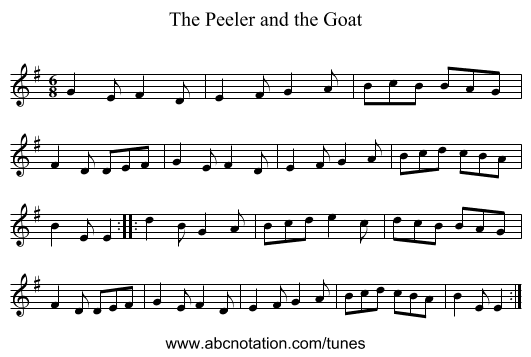 Peeler and the Goat, The - staff notation