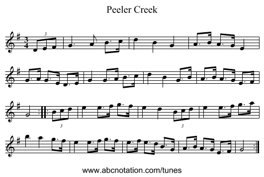 Peeler Creek - staff notation
