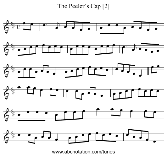 Peeler’s Cap [2], The - staff notation