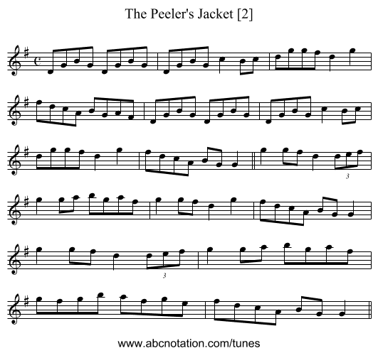 Peeler's Jacket [2], The - staff notation