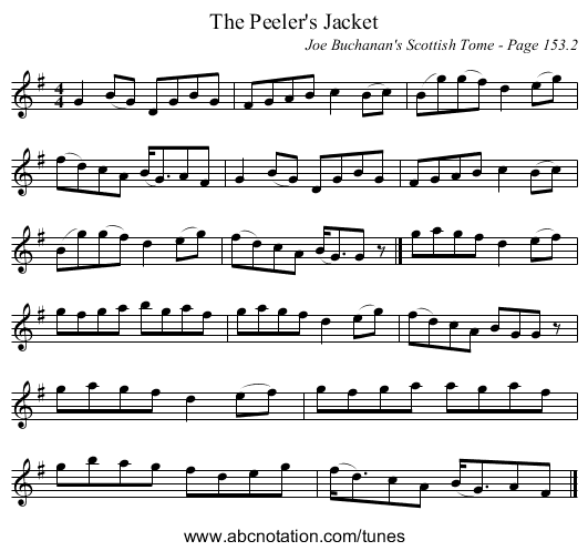 Peeler's Jacket, The - staff notation