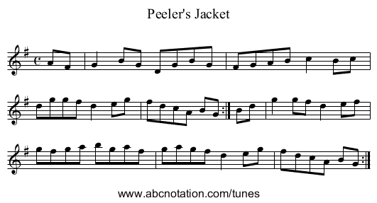 Peeler's Jacket - staff notation
