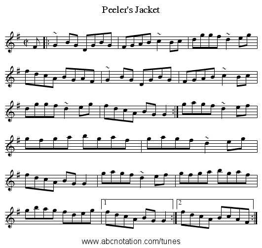 Peeler's Jacket - staff notation