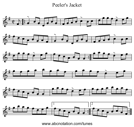 Peeler's Jacket - staff notation