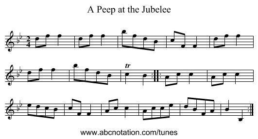 Peep at the Jubelee, A - staff notation
