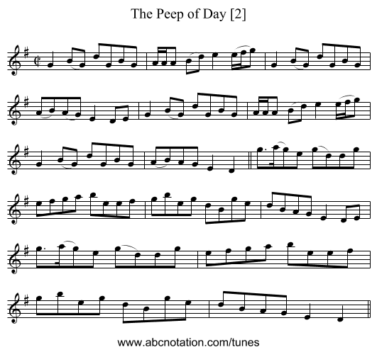 Peep of Day [2], The - staff notation